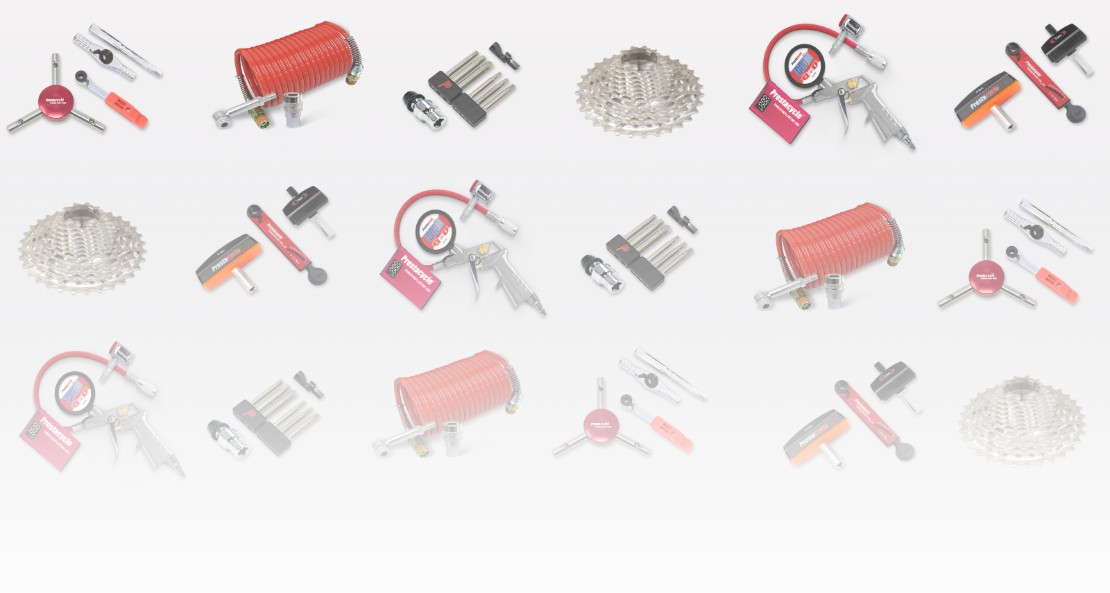 Professional bicycle tools, inflation systems, and torque keys bundle showcase