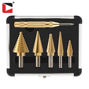 HSS 6pcs Titanium Step Drill Bit Set with Center Punch